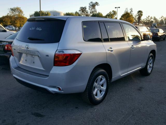 JTEDS41A482032519 - 2008 TOYOTA HIGHLANDER SILVER photo 4