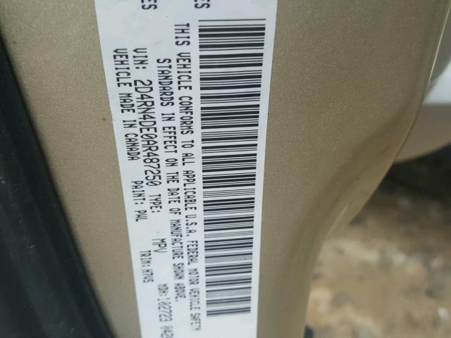 2D4RN4DE0AR487250 - 2010 DODGE GRAND CARA GOLD photo 10