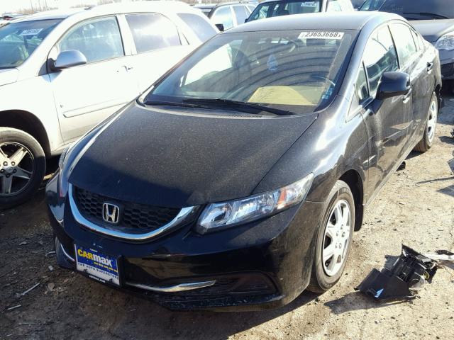 19XFB2F58DE039743 - 2013 HONDA CIVIC LX BLACK photo 2