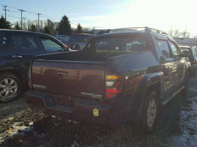 2HJYK16587H536413 - 2007 HONDA RIDGELINE BURGUNDY photo 4