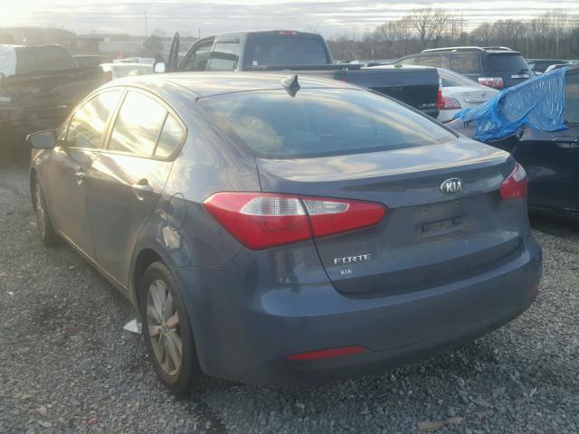 KNAFX4A69E5098369 - 2014 KIA FORTE LX BLUE photo 3