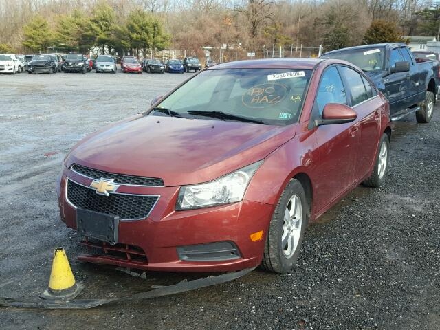 1G1PF5SCXC7286588 - 2012 CHEVROLET CRUZE LT MAROON photo 2