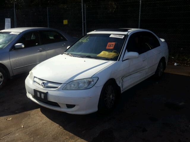 2HGES26725H593624 - 2005 HONDA CIVIC EX WHITE photo 2