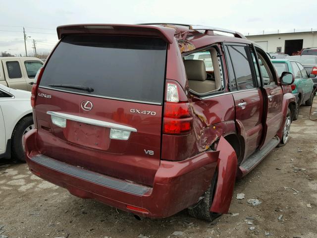 JTJBT20X980154692 - 2008 LEXUS GX 470 RED photo 4