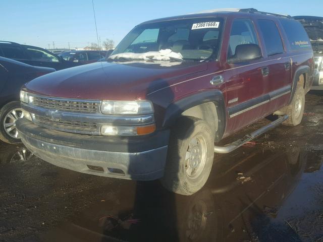 3GNFK16T3YG103665 - 2000 CHEVROLET SUBURBAN K MAROON photo 2