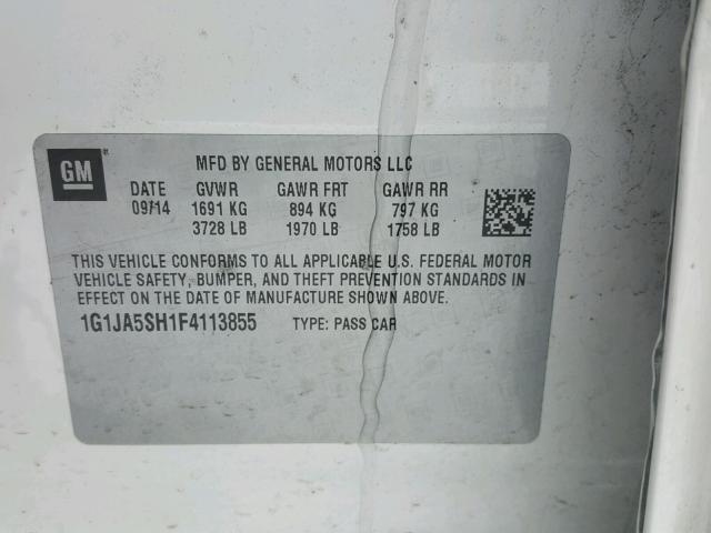 1G1JA5SH1F4113855 - 2015 CHEVROLET SONIC LS Weiß Foto 10