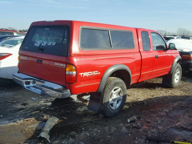 5TESN92N42Z131555 - 2002 TOYOTA TACOMA XTR Qırmızı foto 4