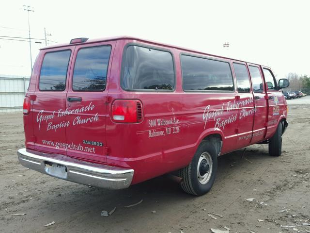 2B5WB35Z71K500307 - 2001 DODGE RAM WAGON RED photo 4