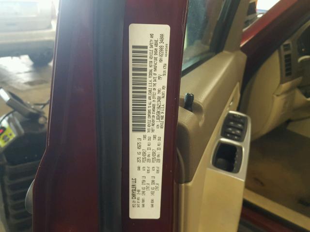 1J8GN58K18W213480 - 2008 JEEP LIBERTY LI MAROON photo 10