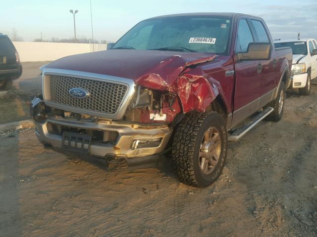 1FTPW14545KE19019 - 2005 FORD F150 SUPER MAROON photo 2