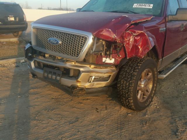 1FTPW14545KE19019 - 2005 FORD F150 SUPER MAROON photo 9