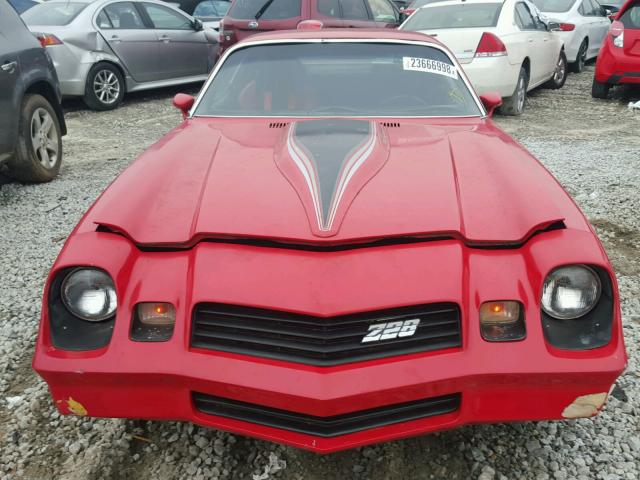 1P87LAN524445 - 1980 CHEVROLET CAMARO RED photo 9