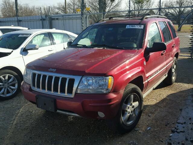 1J8GW68J74C342930 - 2004 JEEP GRAND CHER RED photo 2