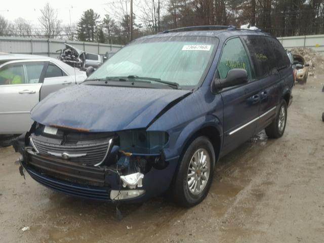 2C8GP64L92R657341 - 2002 CHRYSLER TOWN & COU BLUE photo 2