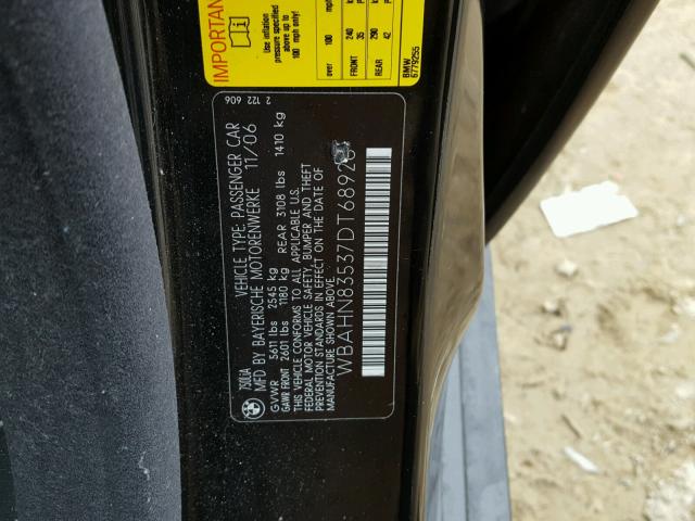 WBAHN83537DT68926 - 2007 BMW 750 BLACK photo 10