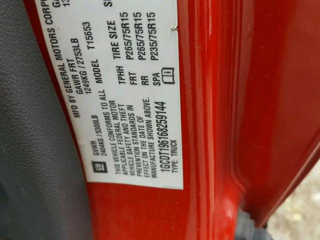 1GCDT196168259144 - 2006 CHEVROLET COLORADO RED photo 10