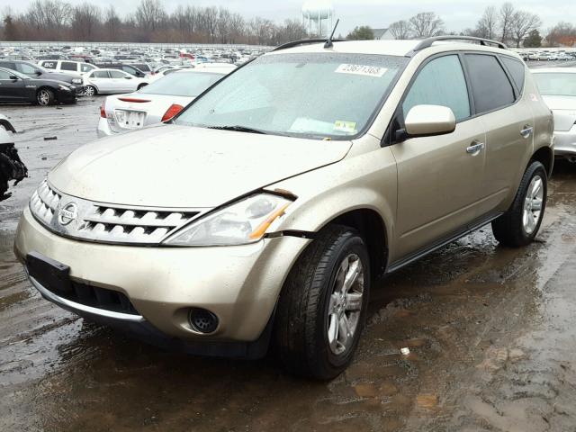 JN8AZ08W87W646997 - 2007 NISSAN MURANO SL GOLD photo 2