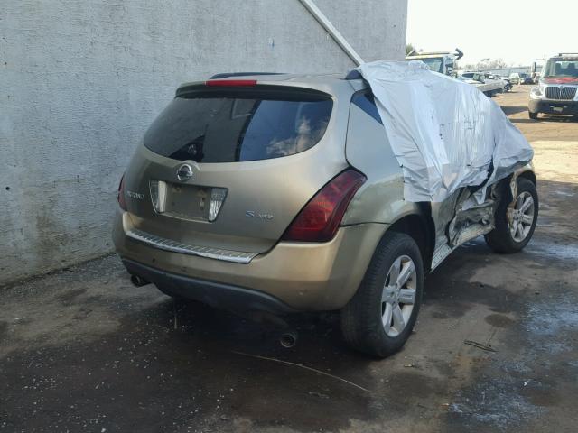 JN8AZ08W87W646997 - 2007 NISSAN MURANO SL GOLD photo 4