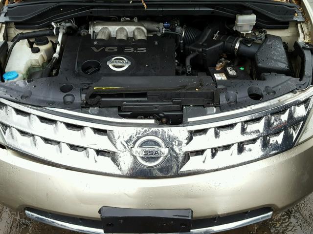 JN8AZ08W87W646997 - 2007 NISSAN MURANO SL GOLD photo 7