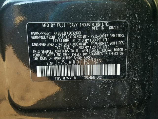 JF2SJABCXFH507843 - 2015 SUBARU FORESTER 2 BLUE photo 10