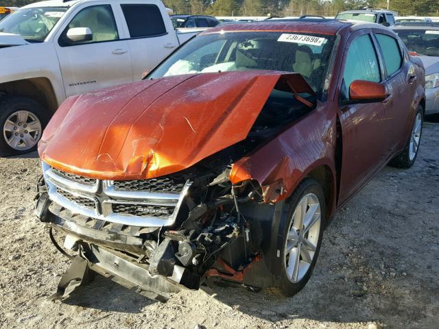 1C3CDZCB8CN186255 - 2012 DODGE AVENGER SX ORANGE photo 2