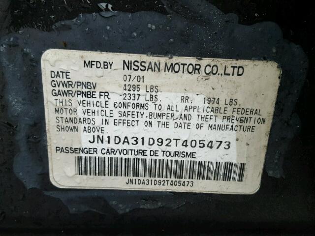 JN1DA31D92T405473 - 2002 NISSAN MAXIMA GLE GRAY photo 10