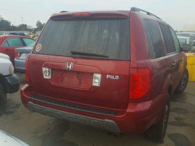 2HKYF18533H535094 - 2003 HONDA PILOT EXL BURGUNDY photo 4