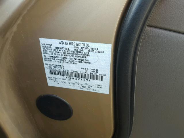 1LNHM86S05Y619796 - 2005 LINCOLN LS 金色 照片 10