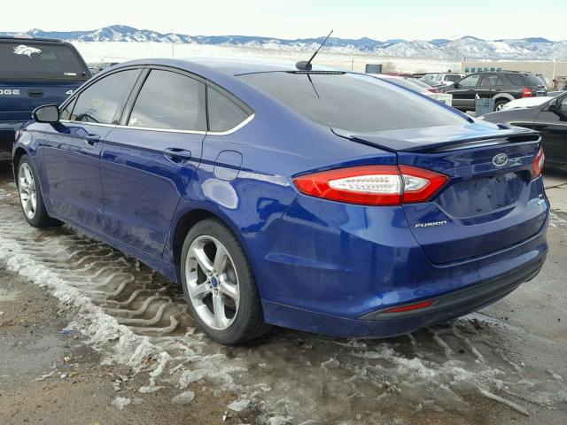 3FA6P0HR6DR388257 - 2013 FORD FUSION SE BLUE photo 3