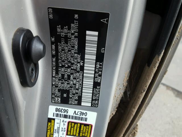 5TDYK4CC3AS308403 - 2010 TOYOTA SIENNA XLE SILVER photo 10