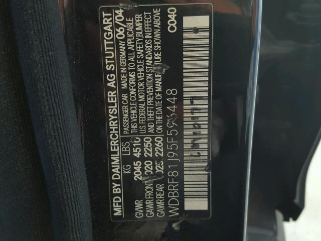 WDBRF81J95F596448 - 2005 MERCEDES-BENZ C 240 4MAT BLACK photo 10