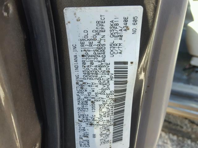 5TDZT34AX4S230165 - 2004 TOYOTA SEQUOIA SR GRAY photo 10