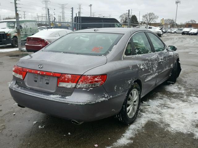 KMHFC46F37A235044 - 2007 HYUNDAI AZERA SE GRAY photo 4