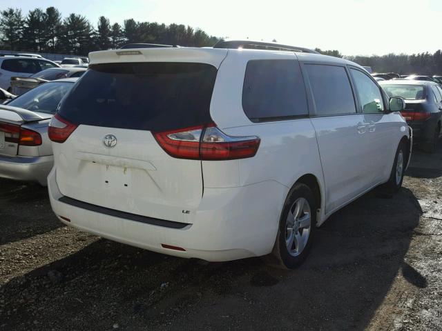 5TDKZ3DC8HS797157 - 2017 TOYOTA SIENNA LE WHITE photo 4