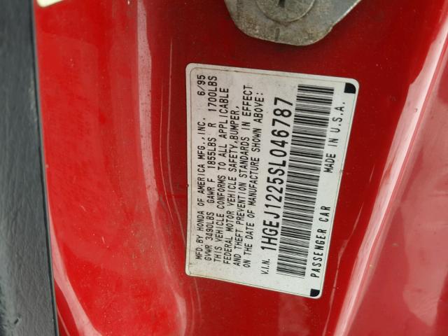 1HGEJ1225SL046787 - 1995 HONDA CIVIC EX RED photo 10