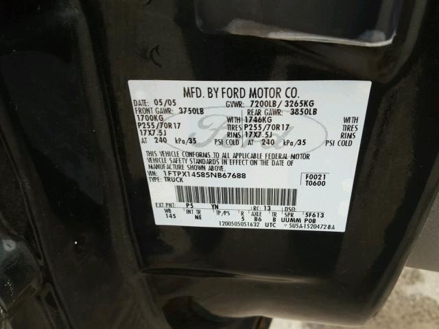 1FTPX14585NB67688 - 2005 FORD F150 GREEN photo 10