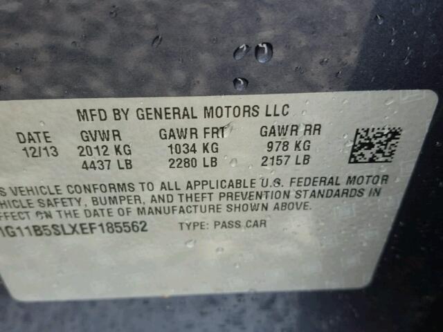 1G11B5SLXEF185562 - 2014 CHEVROLET MALIBU LS BLUE photo 10