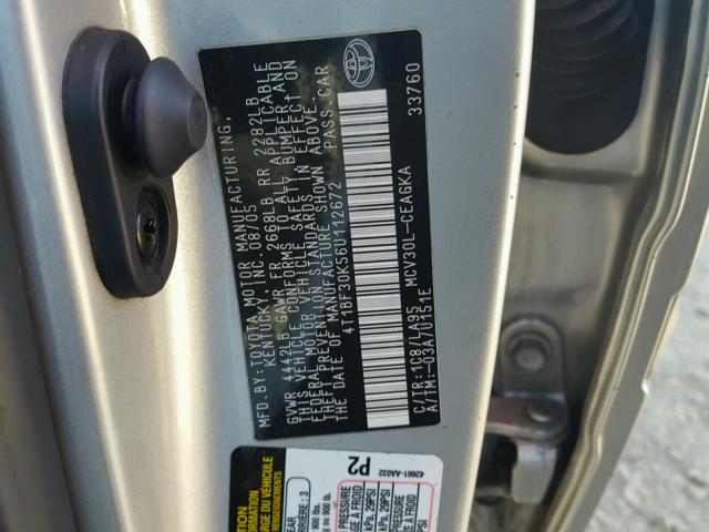 4T1BF30K56U112672 - 2006 TOYOTA CAMRY LE SILVER photo 10