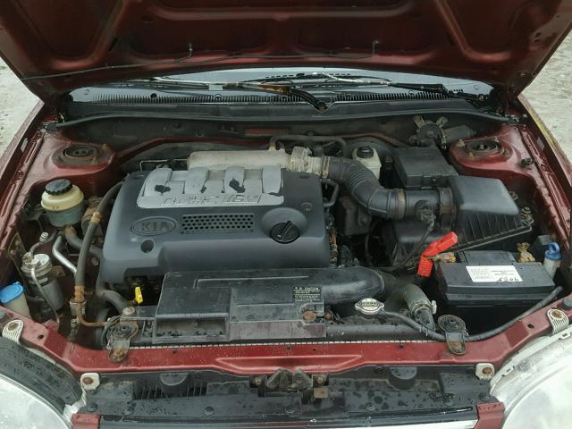 KNAFB121125181774 - 2002 KIA SPECTRA BA RED photo 7