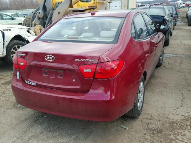 KMHDU46D37U202658 - 2007 HYUNDAI ELANTRA GL RED photo 4