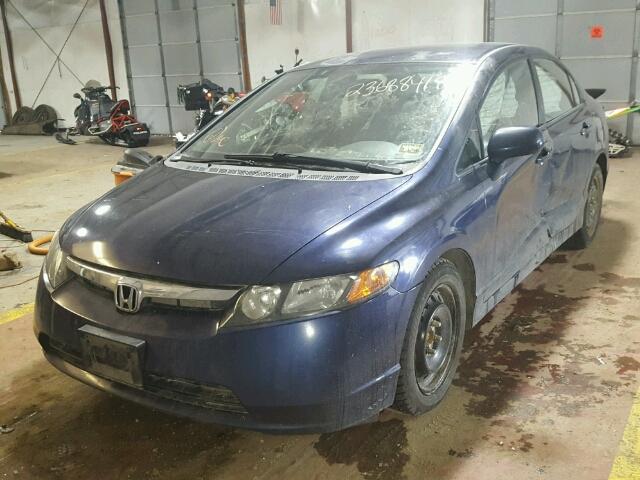 2HGFA16518H512021 - 2008 HONDA CIVIC LX BLUE photo 2