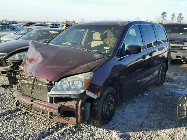 5FNRL38257B102802 - 2007 HONDA ODYSSEY LX BURGUNDY photo 2