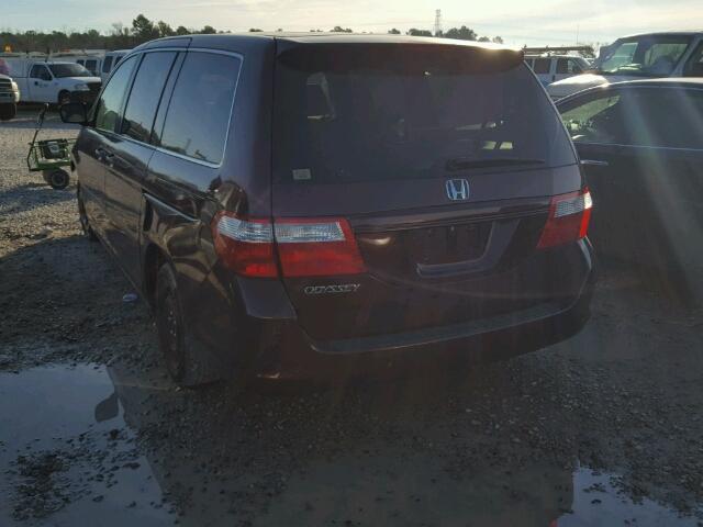 5FNRL38257B102802 - 2007 HONDA ODYSSEY LX BURGUNDY photo 3