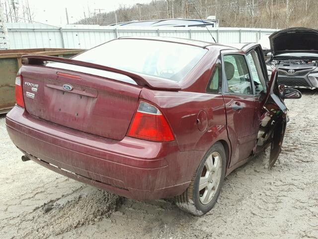 1FAHP34N37W340312 - 2007 FORD FOCUS ZX4 MAROON photo 4