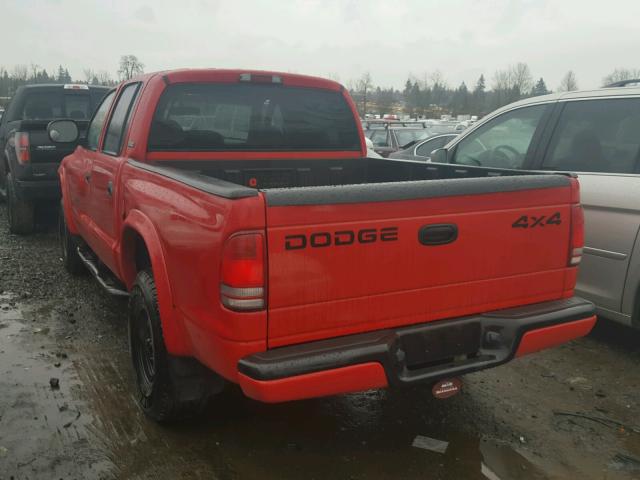 1B7HG2AZXYS736306 - 2000 DODGE DAKOTA QUA RED photo 3