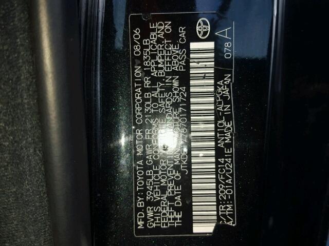 JTKDE177870171724 - 2007 TOYOTA SCION TC BLACK photo 10