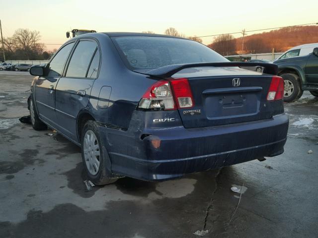 2HGES16554H500196 - 2004 HONDA CIVIC LX BLUE photo 3