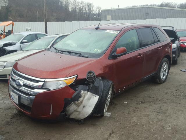 2FMDK4JC9EBB61993 - 2014 FORD EDGE SEL BURGUNDY photo 2