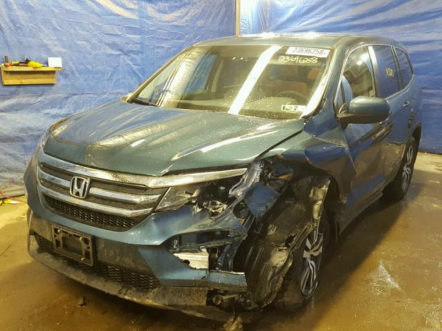 5FNYF6H57HB042375 - 2017 HONDA PILOT EXL BLUE photo 2