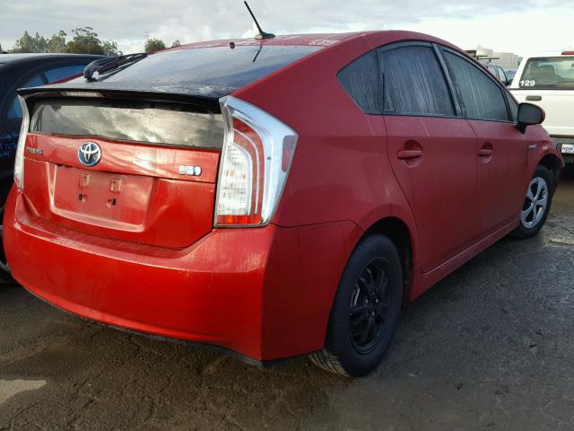 JTDKN3DU0D5595210 - 2013 TOYOTA PRIUS RED photo 4